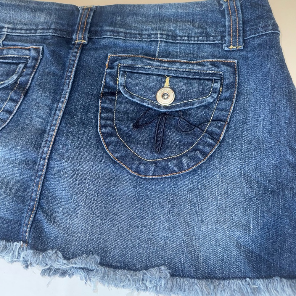 Highway Jeans Denim Mini Skirt with built in shorts and Frayed Hem - Picture 5 of 7
